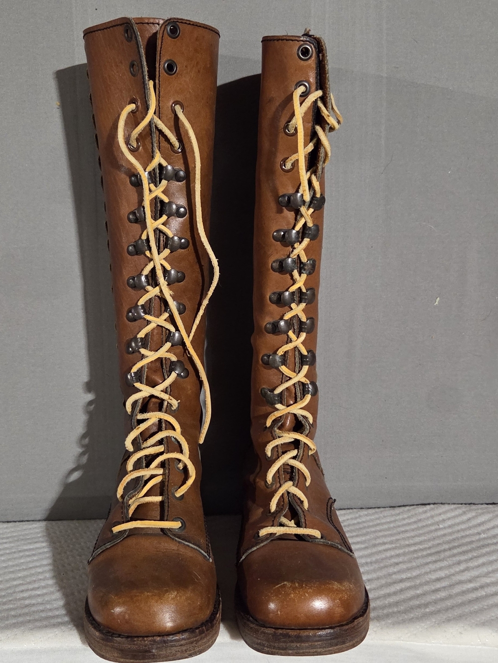 Vintage Made in Brazil Brown Knee-high Lace-Up Speed Hook Boots